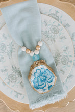 Load image into Gallery viewer, Decoupage Indigo Oyster Shell Napkin Ring **PREORDER**
