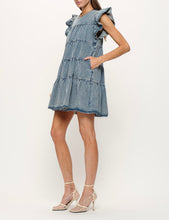 Load image into Gallery viewer, Denim Tiered Mini Dress
