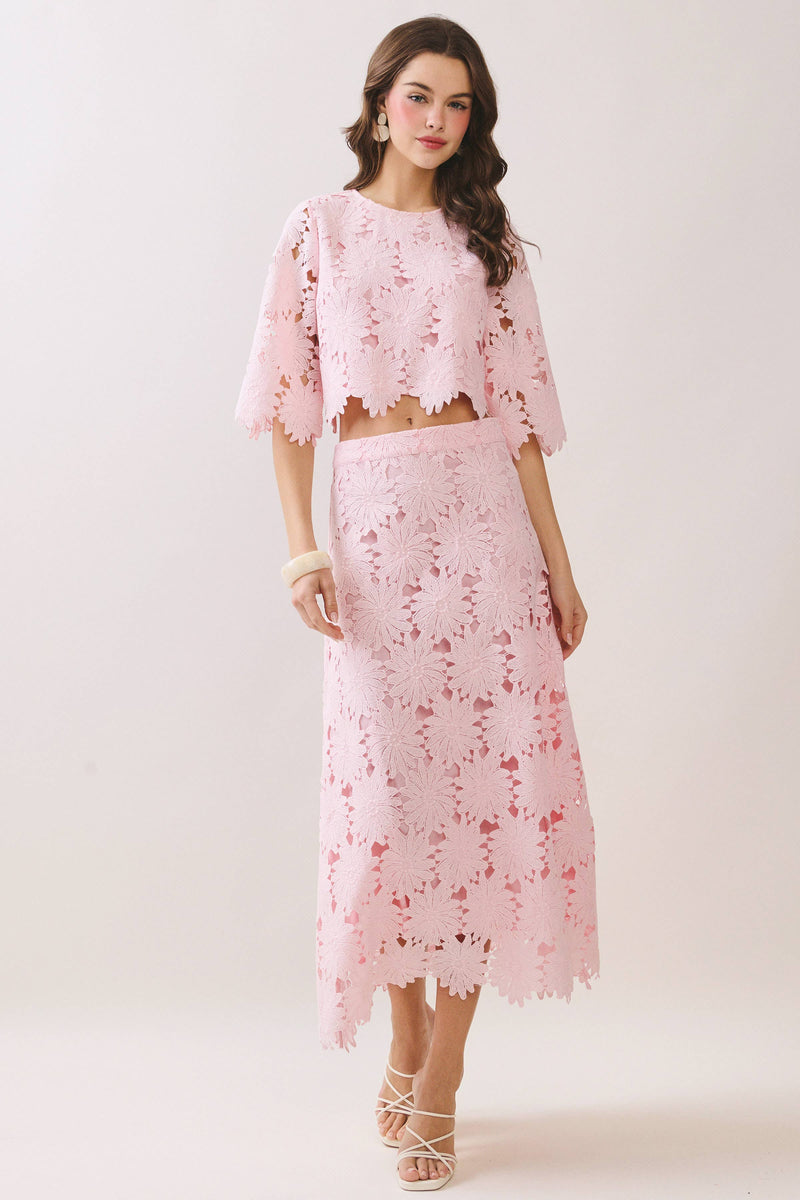 The Pink Petals Floral Lace Set
