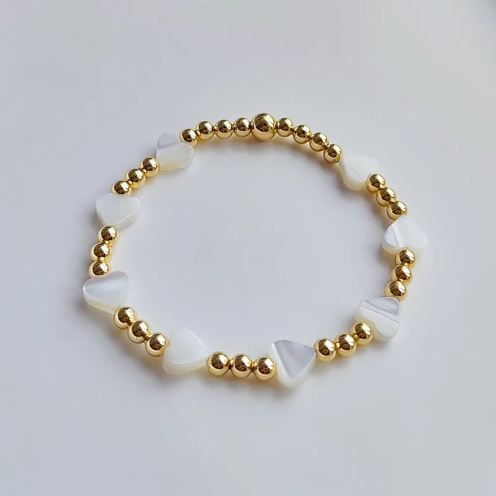 Heart Gold Beaded Bracelet