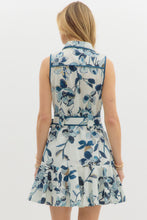 Load image into Gallery viewer, Navy Floral Print Belted Dress