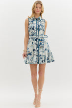 Load image into Gallery viewer, Navy Floral Print Belted Dress