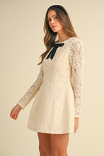 Load image into Gallery viewer, Pretty Little Lace Velvet Bow Fit & Flair Mini Dress