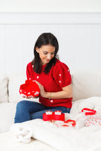 Load image into Gallery viewer, Puff Sleeve Crochet Heart Detail Top