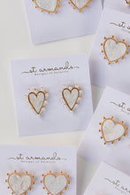 Load image into Gallery viewer, Pearl Studded Pink Tortoise Statement Stud Heart Earrings