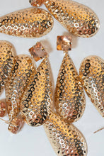 Load image into Gallery viewer, Rosé Bubbles Hammered Rose Gold Statement Earrings