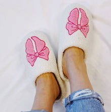 Load image into Gallery viewer, Pink Bow Cozy Slippers