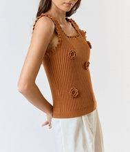 Load image into Gallery viewer, 3D Flower Ruffled Knit Tank Top