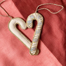 Load image into Gallery viewer, Candy Cane Irish Linen Holiday Ornament