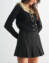 Load image into Gallery viewer, Bow Ruffled Collar Cardigan Sweater