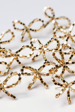 Load image into Gallery viewer, Mini Gold Beaded Statement Bow Earrings
