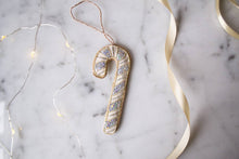 Load image into Gallery viewer, Candy Cane Irish Linen Holiday Ornament