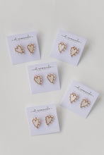 Load image into Gallery viewer, Pearl Studded Pink Tortoise Statement Stud Heart Earrings
