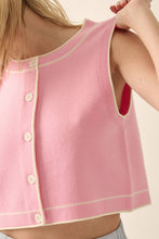 Load image into Gallery viewer, Baby Pink Button-Front Cropped Knit Top