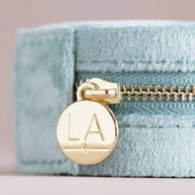 Load image into Gallery viewer, Mint Green Velvet Round Travel Jewelry Case