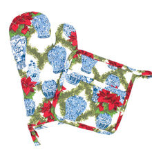 Load image into Gallery viewer, Poinsettias Oven Mitt Set