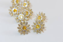 Load image into Gallery viewer, Tuscan Sun Canary Pavé Bloom Statement Studs