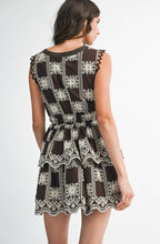 Load image into Gallery viewer, Brown Ivory Embroidered Tiered Dress