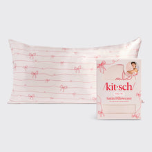 Load image into Gallery viewer, King Striped Bows Satin Pillowcase *PREORDER*
