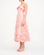 Load image into Gallery viewer, Palermo Embroidered Coral Midi Dress