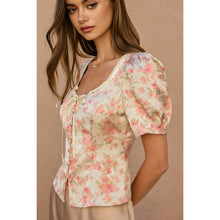 Load image into Gallery viewer, Wildflower Waltz Balloon Short Sleeve Blouse