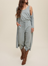 Load image into Gallery viewer, Jumpsuit &amp; Long Cardigan Knit Set
