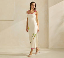 Load image into Gallery viewer, Amalfi Coast Lemon Embroidered Sweater Dress