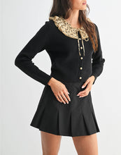 Load image into Gallery viewer, Bow Ruffled Collar Cardigan Sweater