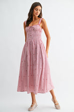 Load image into Gallery viewer, The Amagansett Cherry Embroidered Striped Midi Dress