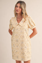 Load image into Gallery viewer, Pretty Little Doll Collar Floral Eyelet Striped Mini Dress