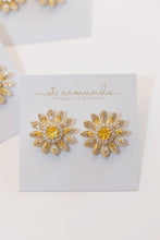 Load image into Gallery viewer, Tuscan Sun Canary Pavé Bloom Statement Studs