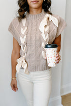 Load image into Gallery viewer, Satin Bow Cable Knit Sweater Vest Top