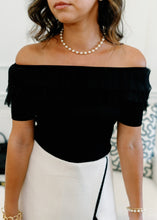 Load image into Gallery viewer, Tulle Ruffle Off The Shoulder Sweater Top