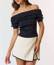 Load image into Gallery viewer, Tulle Ruffle Off The Shoulder Sweater Top