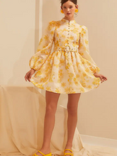 Load image into Gallery viewer, Daffodil Floral Belted Mini Dress
