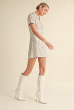 Load image into Gallery viewer, Champagne Sequin Knit Polo Mini Dress