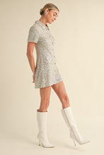 Load image into Gallery viewer, Champagne Sequin Knit Polo Mini Dress