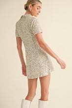 Load image into Gallery viewer, Champagne Sequin Knit Polo Mini Dress