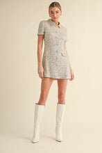 Load image into Gallery viewer, Champagne Sequin Knit Polo Mini Dress