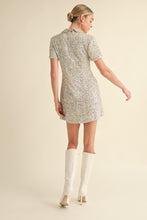 Load image into Gallery viewer, Champagne Sequin Knit Polo Mini Dress