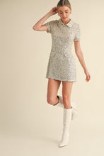 Load image into Gallery viewer, Champagne Sequin Knit Polo Mini Dress