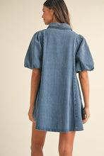 Load image into Gallery viewer, Pretty Little Puff Sleeve Denim Mini Dress