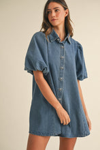 Load image into Gallery viewer, Pretty Little Puff Sleeve Denim Mini Dress