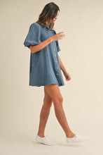 Load image into Gallery viewer, Pretty Little Puff Sleeve Denim Mini Dress