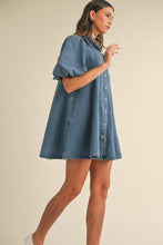 Load image into Gallery viewer, Pretty Little Puff Sleeve Denim Mini Dress