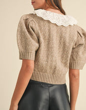Load image into Gallery viewer, Lace Collar Pointelle Cardigan Sweater