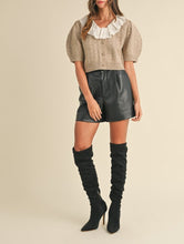 Load image into Gallery viewer, Lace Collar Pointelle Cardigan Sweater