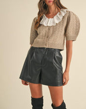 Load image into Gallery viewer, Lace Collar Pointelle Cardigan Sweater