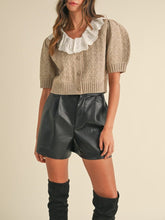 Load image into Gallery viewer, Lace Collar Pointelle Cardigan Sweater