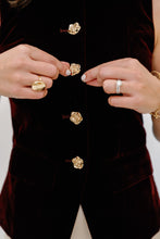 Load image into Gallery viewer, Plum Velvet Gold Button Vest Top